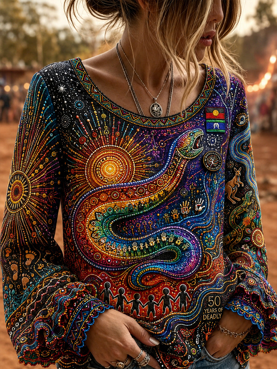 Women's Australia Naidoc Week Cotton-Linen Shirt