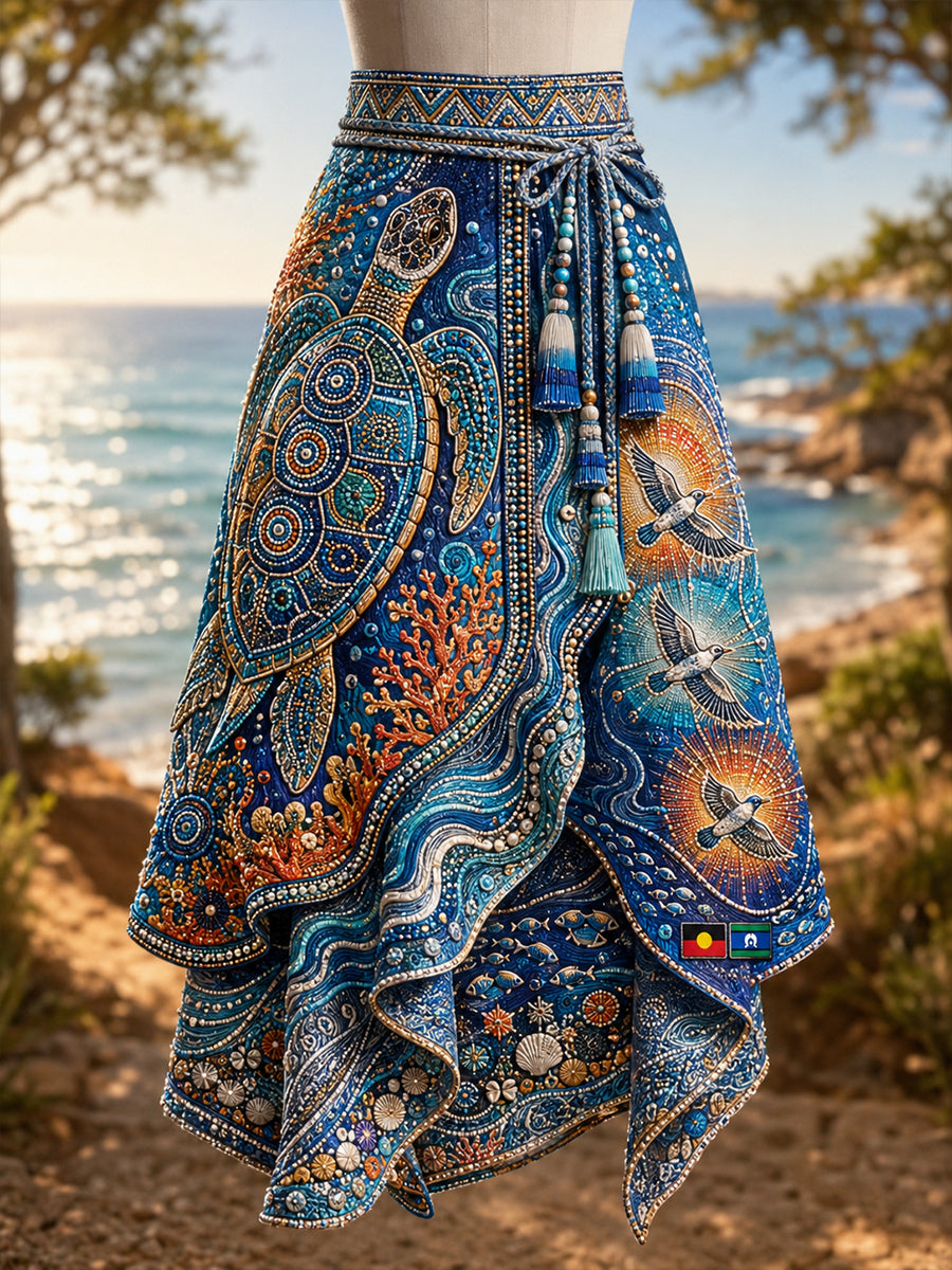 Women's Australia Naidoc Week  Art Printed Irregular Skirt