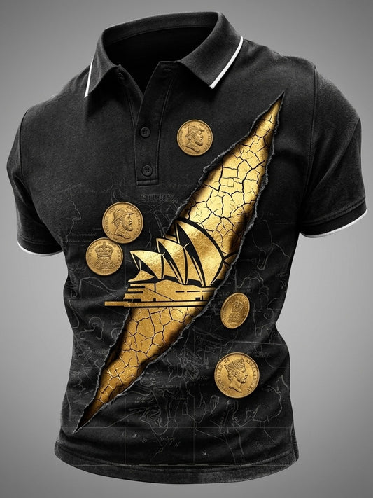 Men's Australia Pride Art Printed Polo T-Shirt