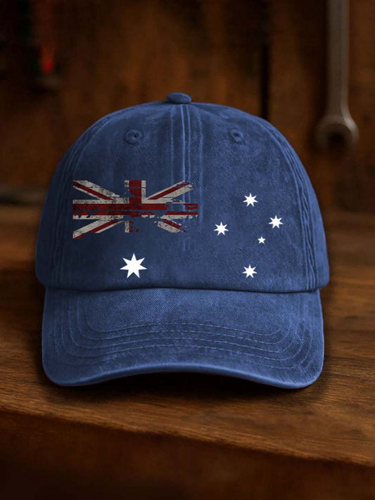 Vintage Australian Flag Badge Casual Print Hats