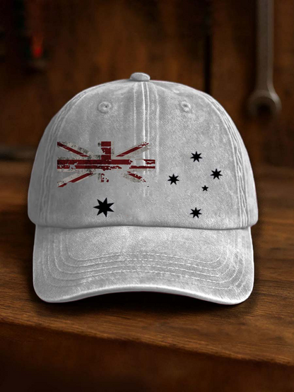 Vintage Australian Flag Badge Casual Print Hats