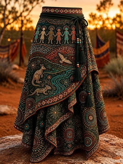 Women's Australia Naidoc Week Art Printed Irregular Skirt