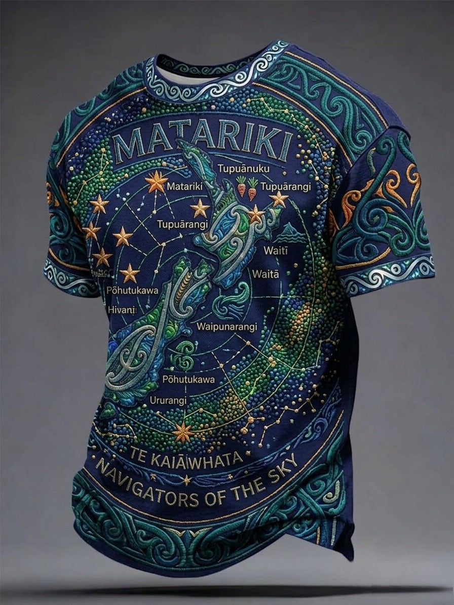 Men's Maori Art Matariki Printed T-shirt