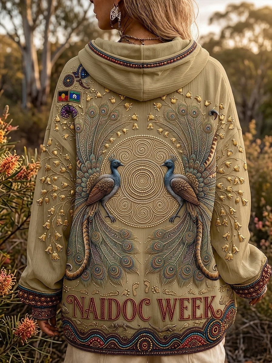 Women's AU Aboriginal Art NAIDOC Week Printed  Zip-Up Hoodie