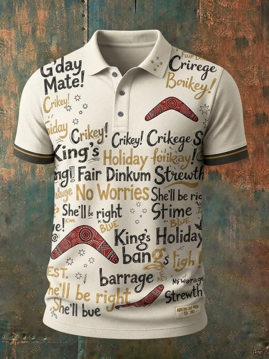 Men's Australia Pride Art Printed Polo Shirt