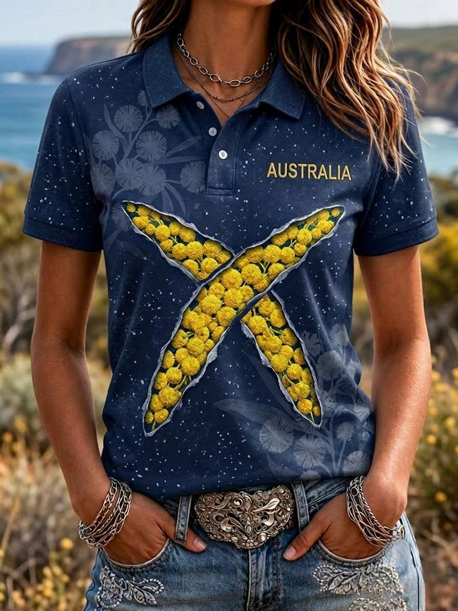 Women's  Australia Pride Art Printed Polo Shirt