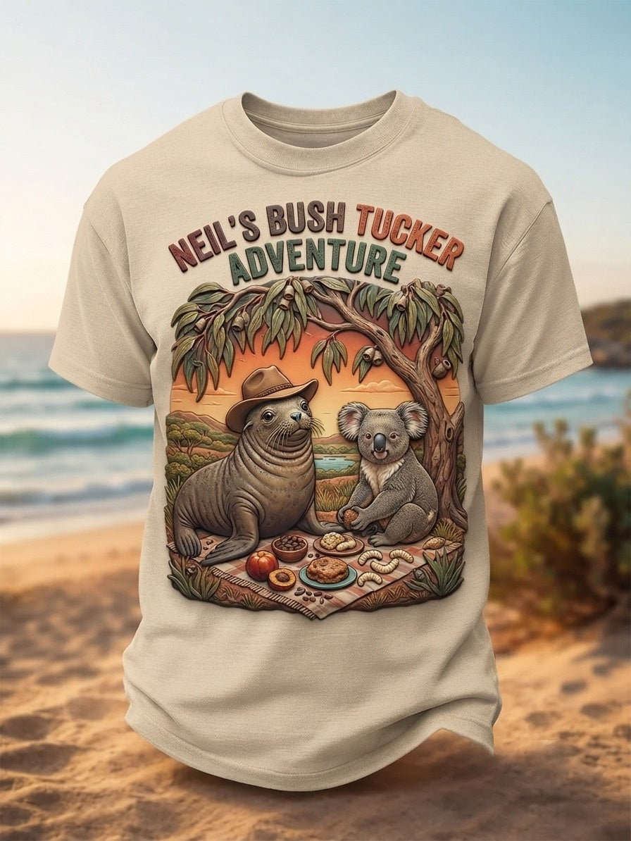 Men's Funny Neil The Seal Printed T-shirt