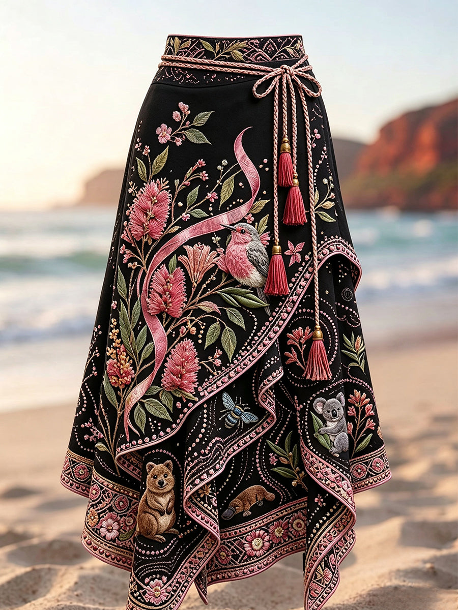 Women's Australian Breast Cancer Awareness Printed Irregular Skirt