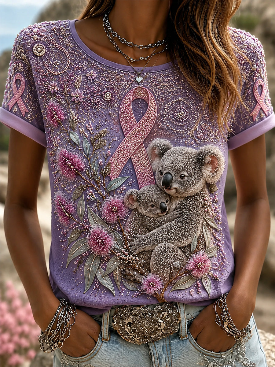 Women's Breast Cancer Awareness Australia Koala Short-Sleeve T-Shirt