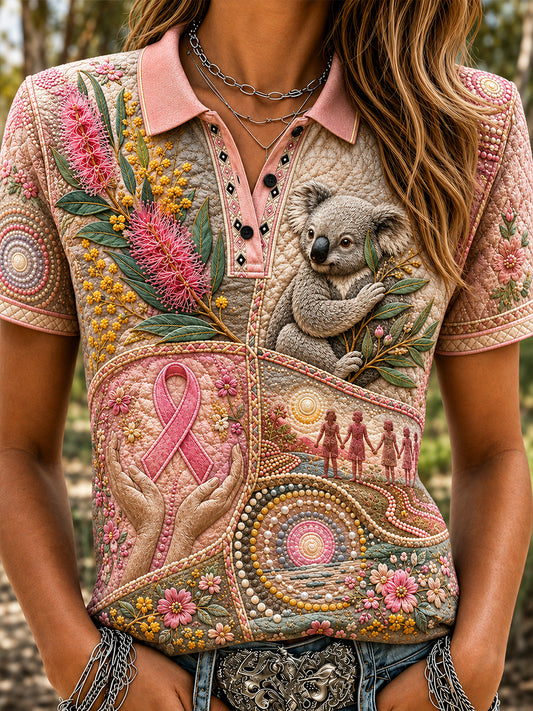 Women's Australia Breast Cancer Awareness Polo T-Shirt
