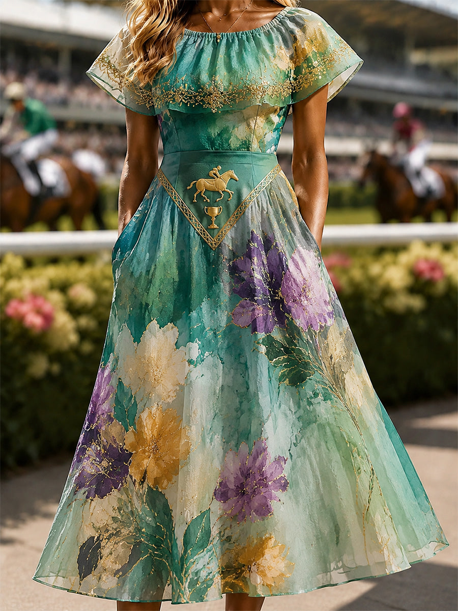 Women's Vintage Melbourne Cup Australian Horse Racing Dress