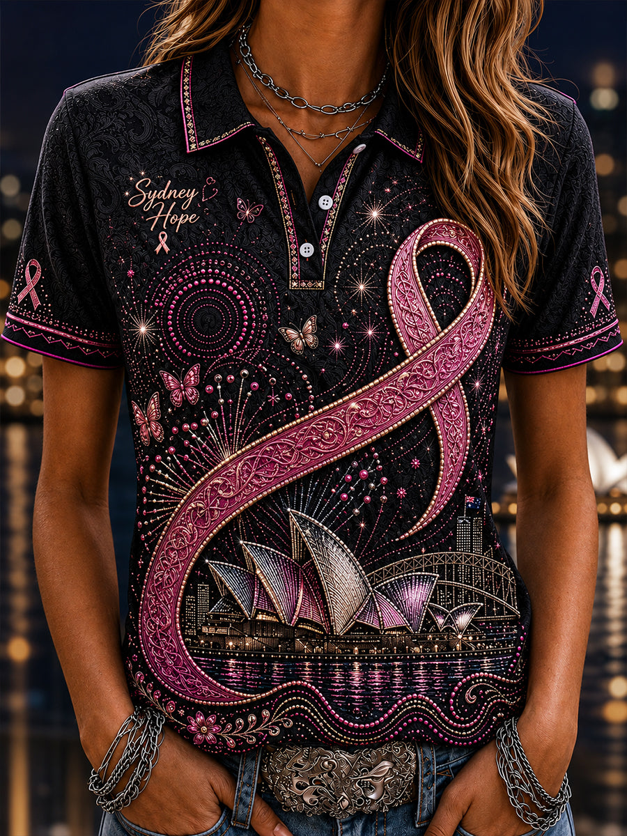 Women's Australia Breast Cancer Awareness Polo T-Shirt