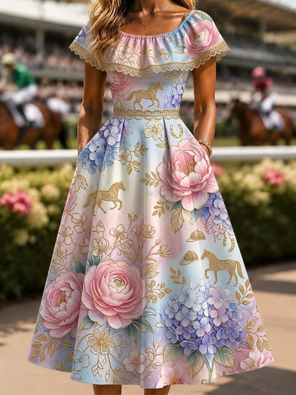 Women's Vintage Melbourne Cup Australian Horse Racing Dress