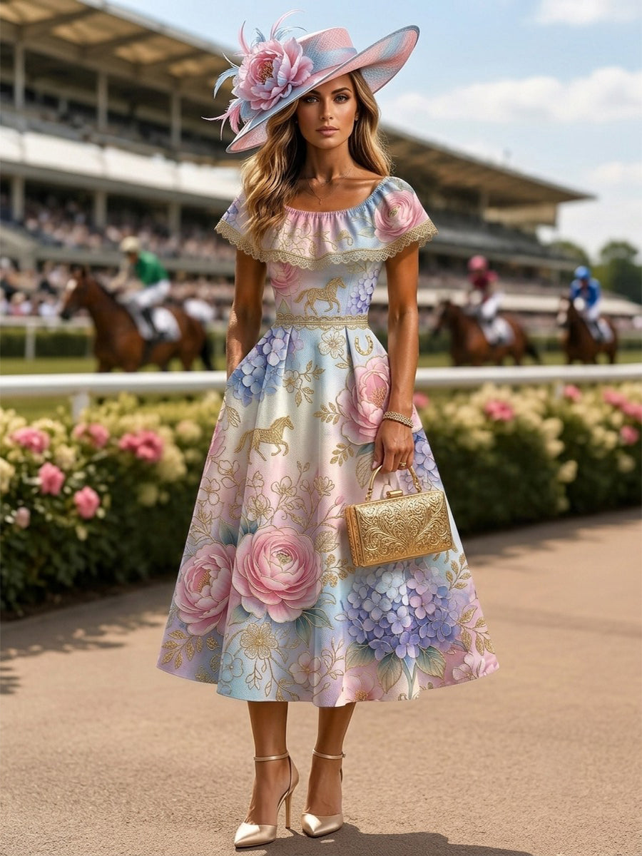 Women's Vintage Melbourne Cup Australian Horse Racing Dress