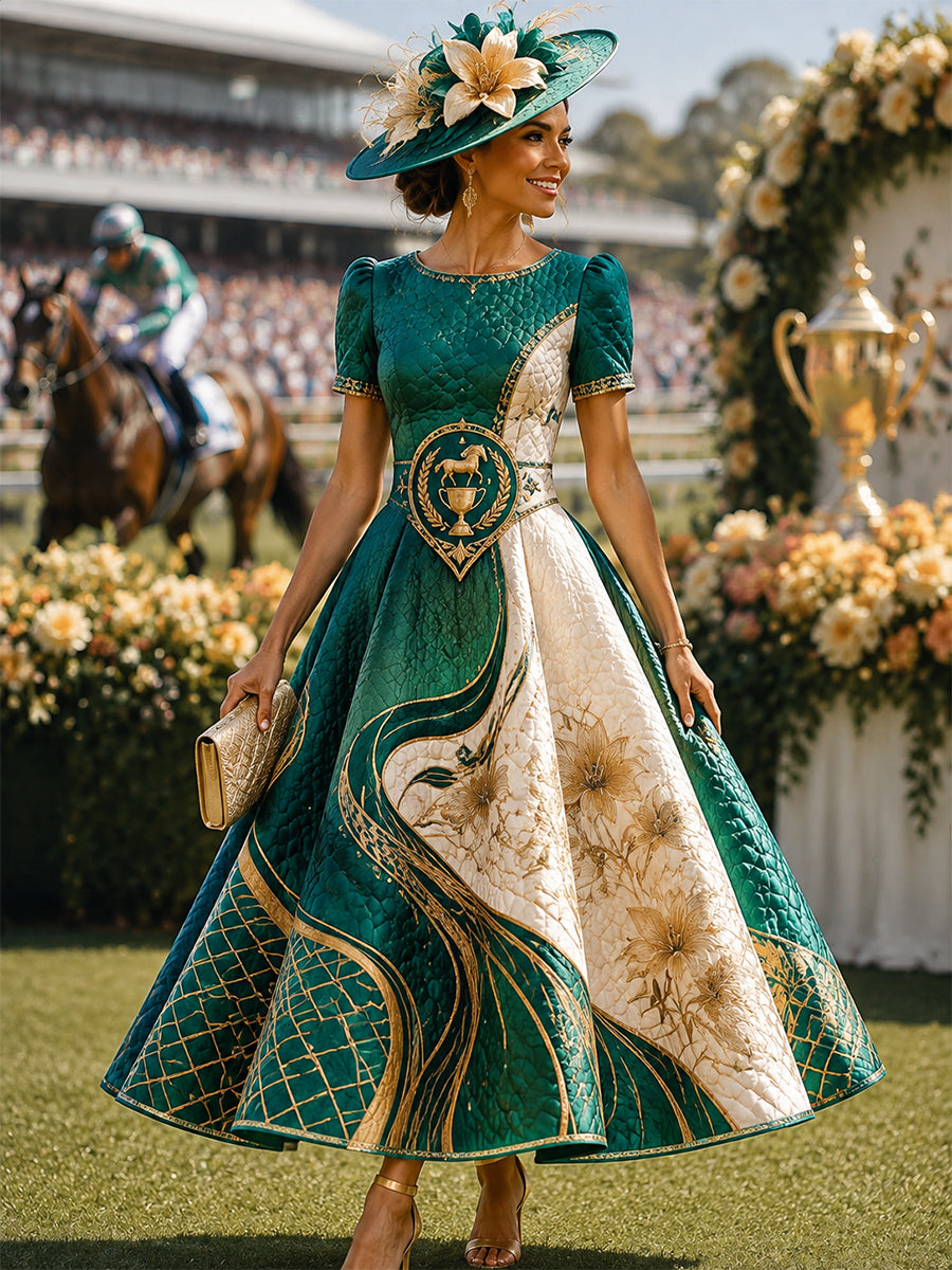 Women's Vintage Melbourne Cup Australian Horse Racing  Dress