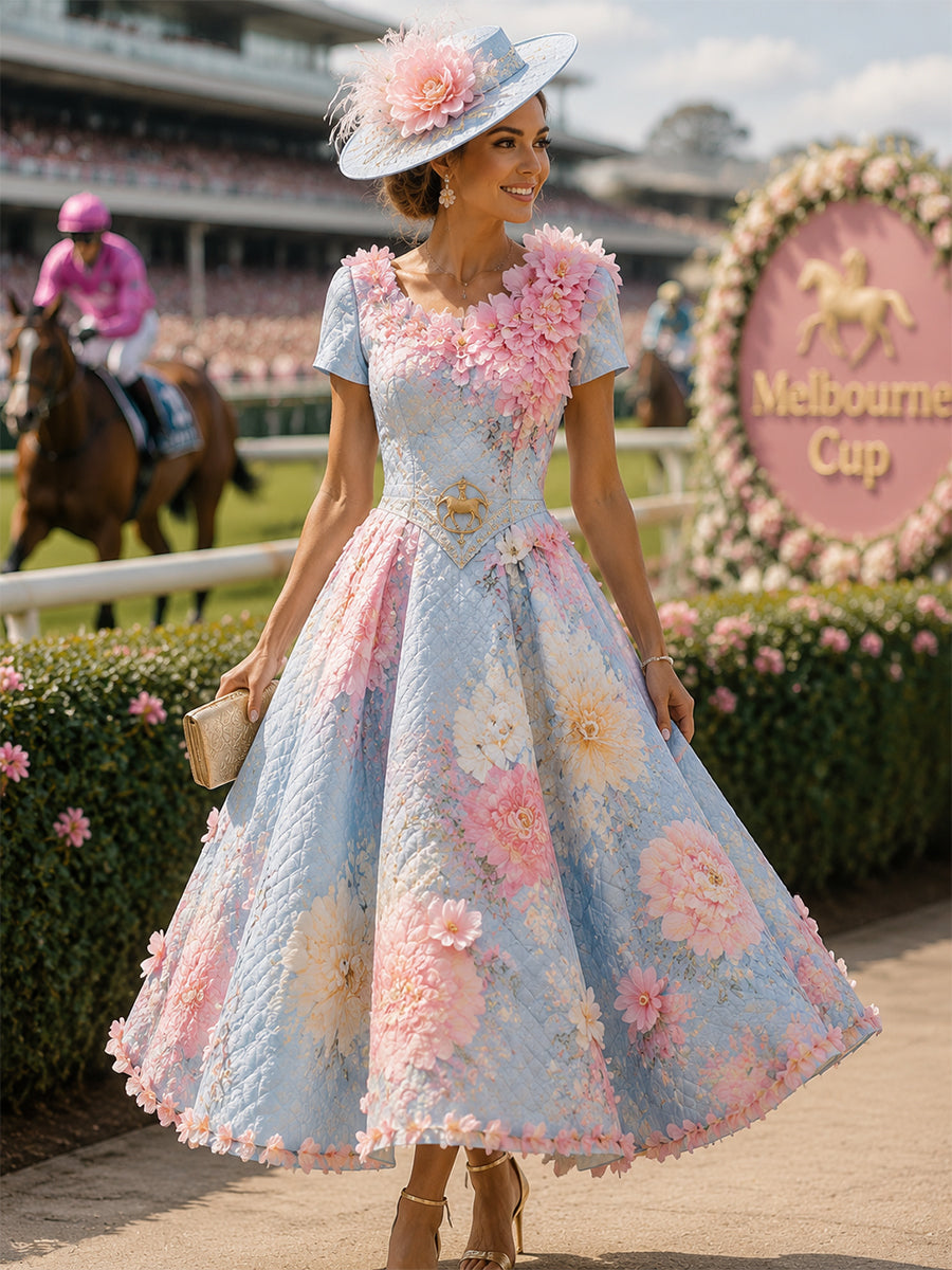 Women's Vintage Melbourne Cup Australian Horse Racing  Dress