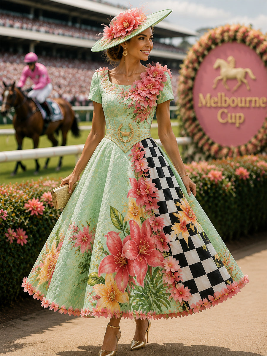Women's Vintage Melbourne Cup Australian Horse Racing  Dress