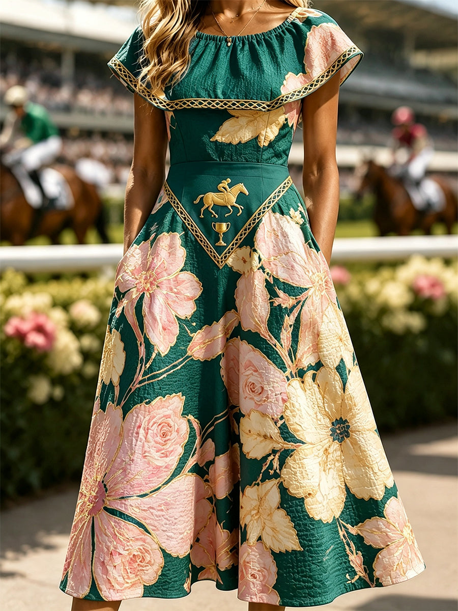Women's Vintage Melbourne Cup Australian Horse Racing Dress
