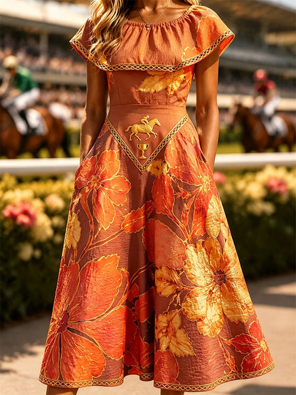 Women's Vintage Melbourne Cup Australian Horse Racing Dress
