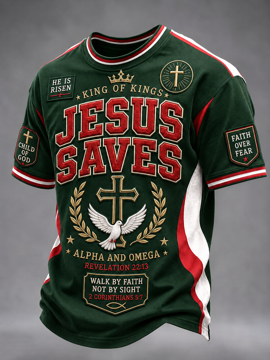 Men's Christian Cross O-neck Short Sleeve T-shirt