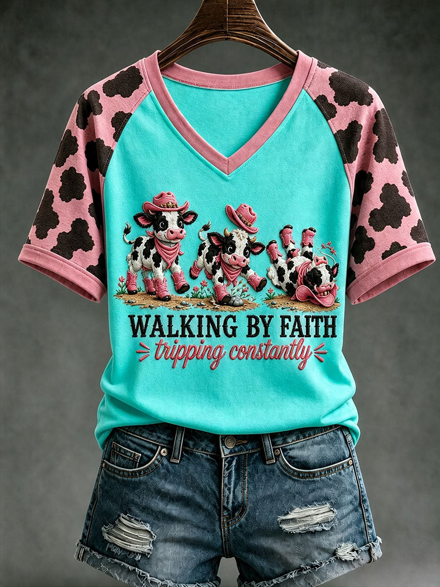 Women's Walking By Faith Tripping Contantly T-shirt