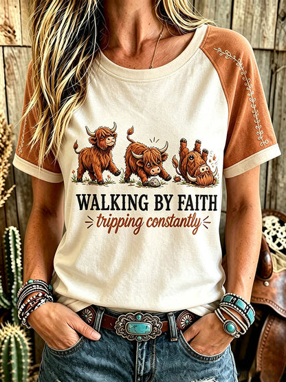 Women's Walking By Faith Tripping Constantly T-shirt
