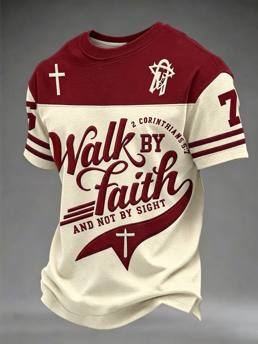 Men's Walk By Faith And Not By Sight Short Sleeves T-shirt