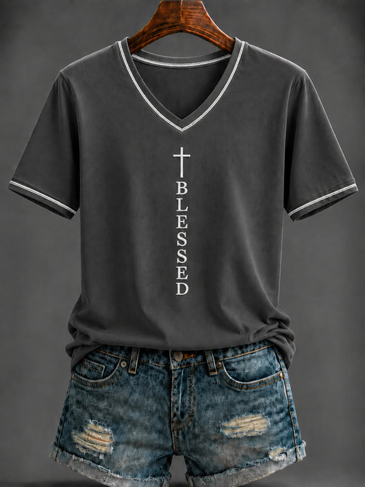 Women's Faith Printed V-neck T-shirt