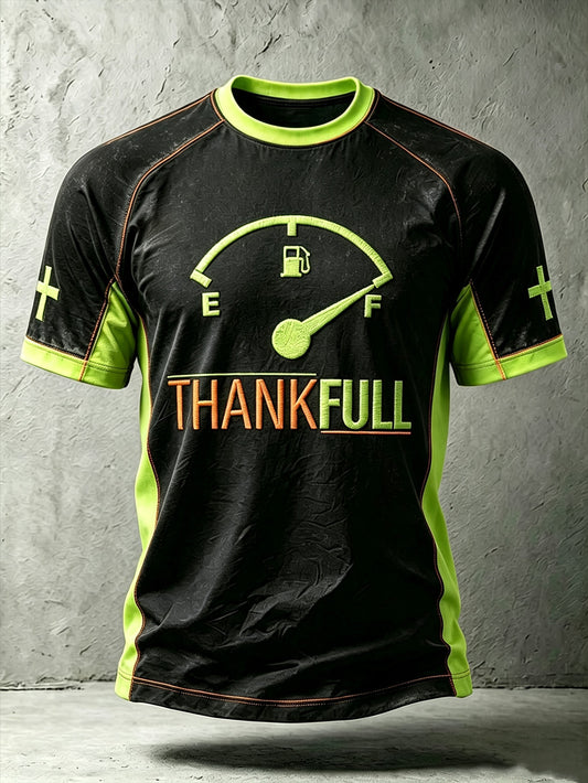 Men's faith-themed fun pattern printed casual short-sleeve T-shirt