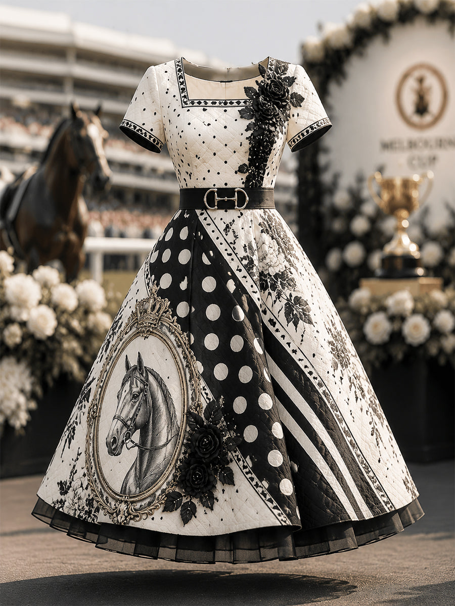 Women's Vintage Melbourne Cup Australian Horse Racing Dress