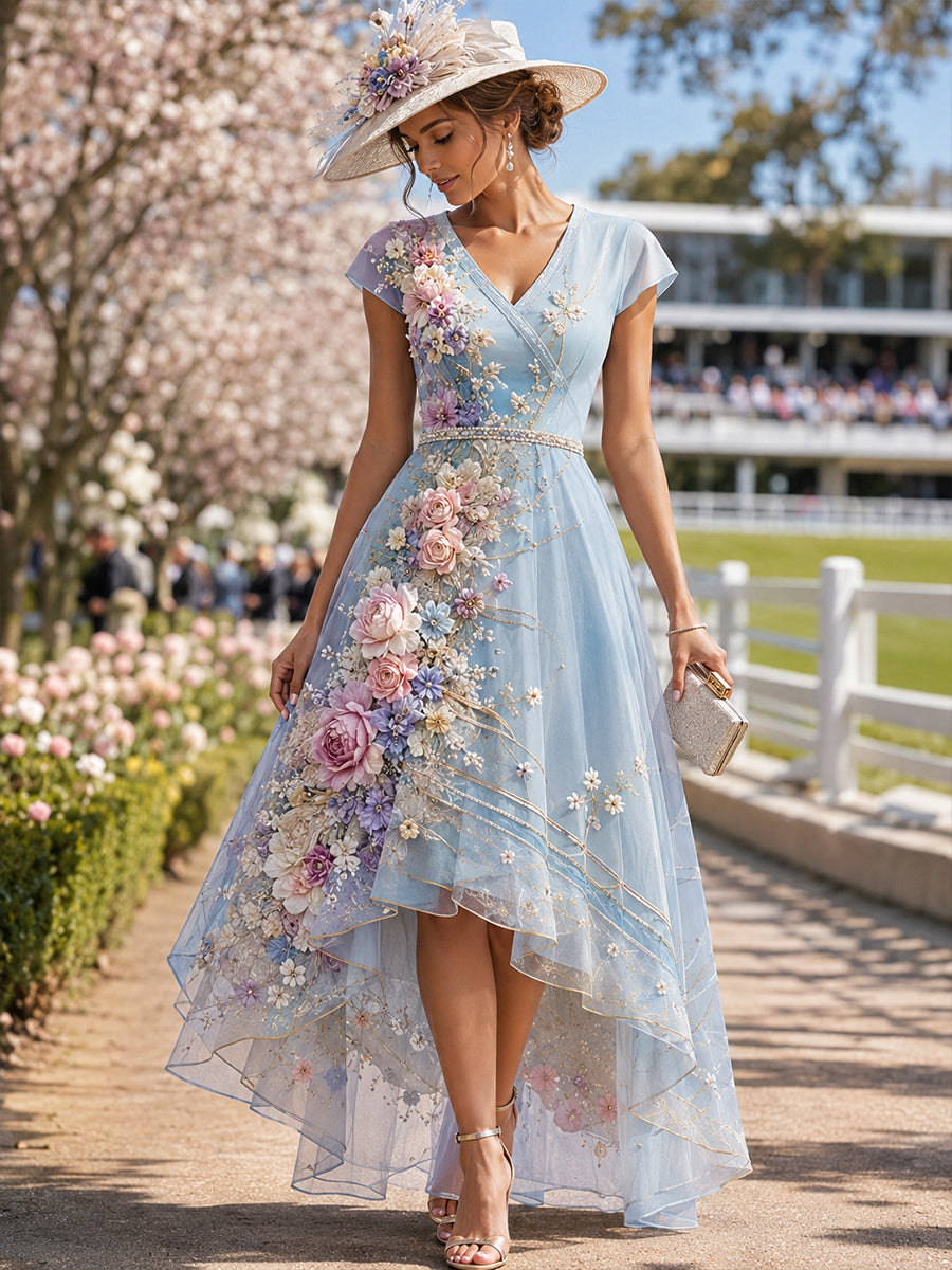 Women's Australian Horse Racing V Neck Dress
