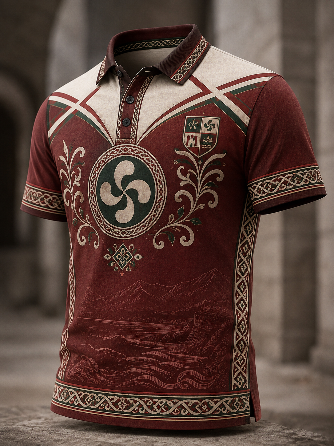 Camisa vasca de manga corta para hombre