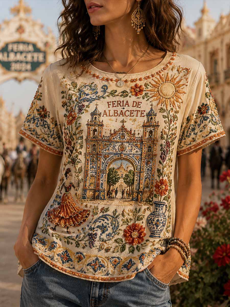 Camiseta vintage para mujer con estampado de la Feria de Albacete