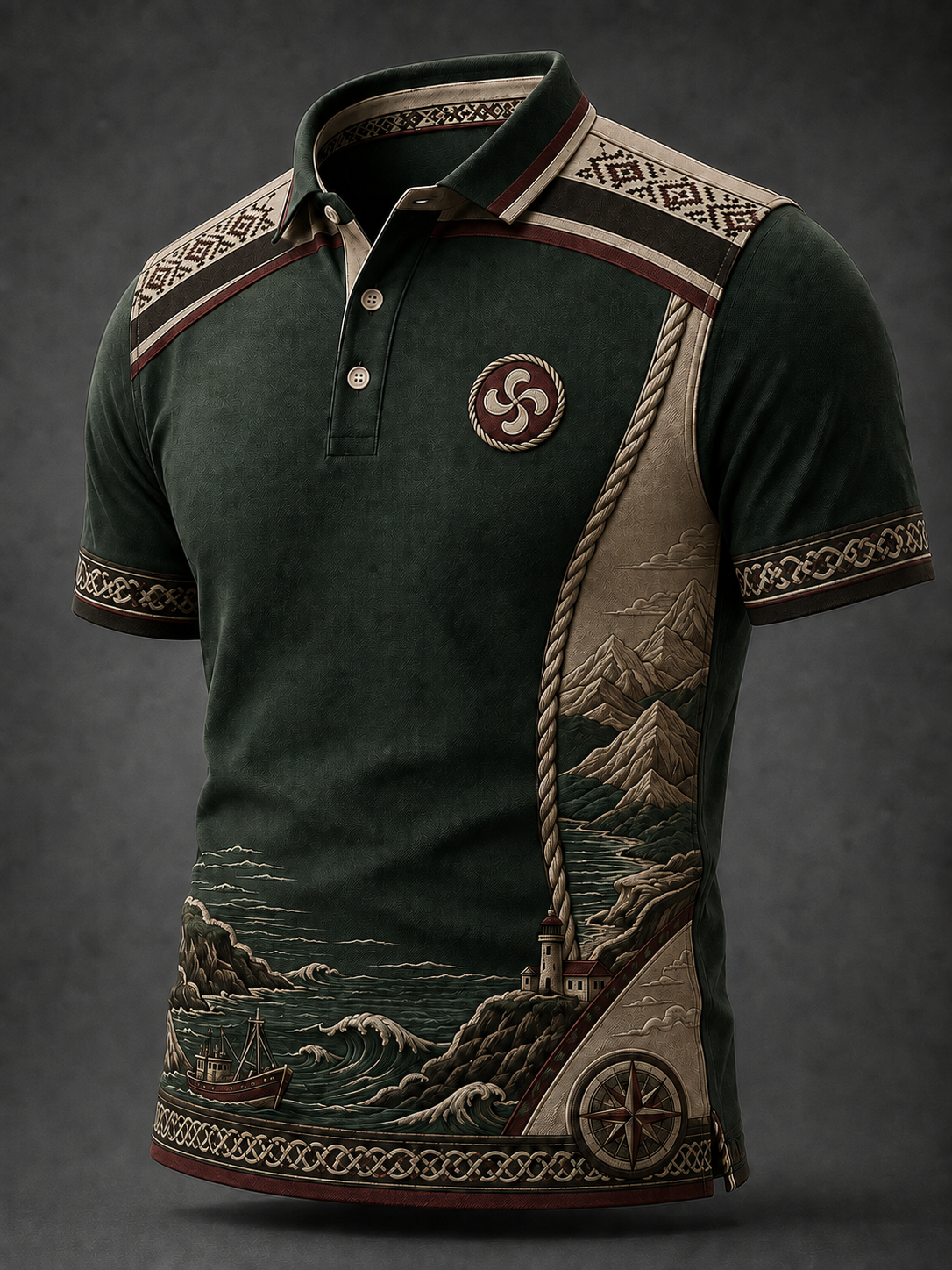 Camisa vasca de manga corta para hombre