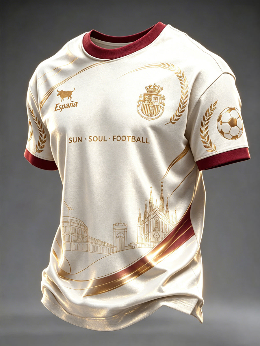 Camiseta estampada de fútbol español para hombre