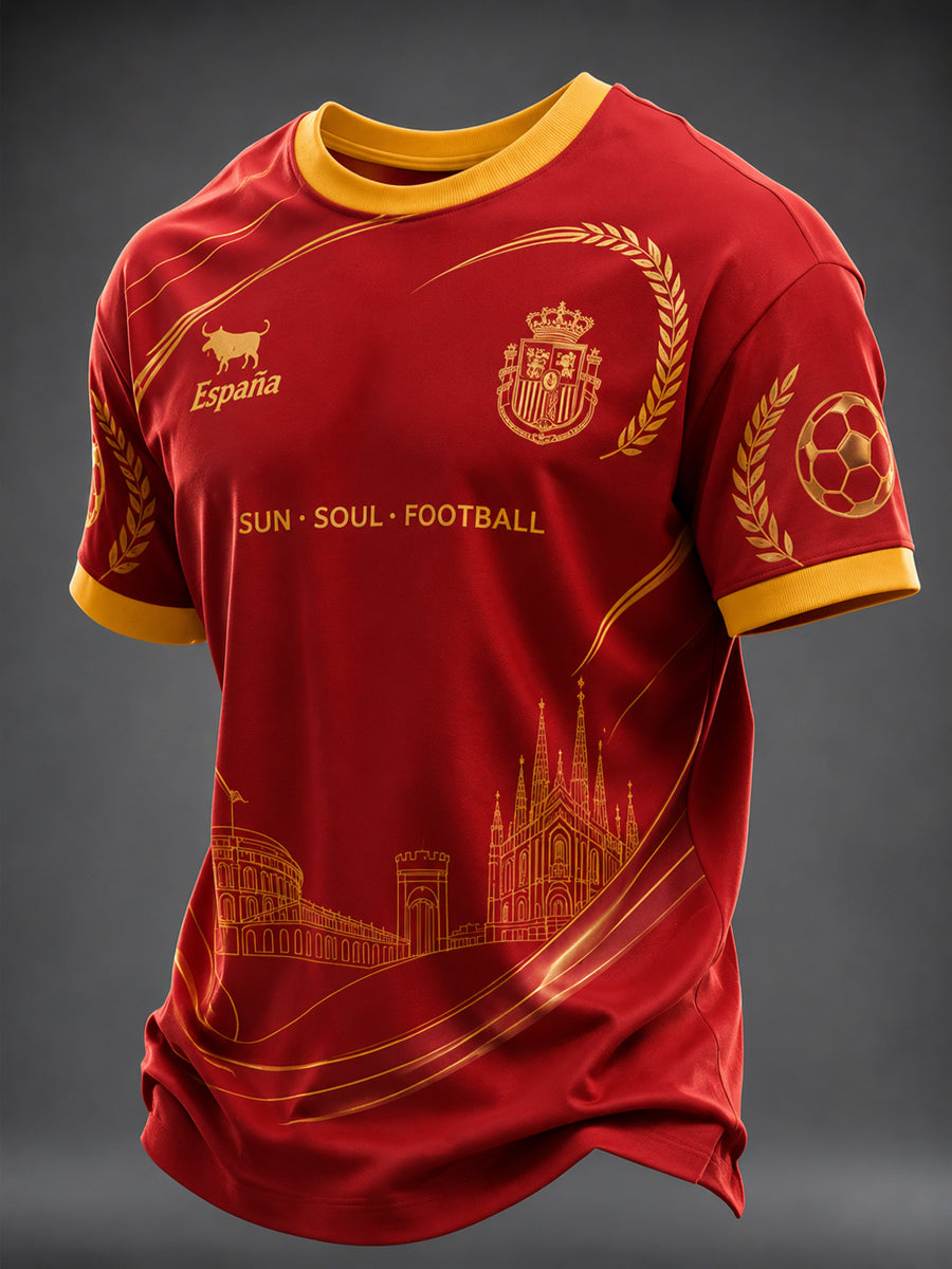 Camiseta estampada de fútbol español para hombre