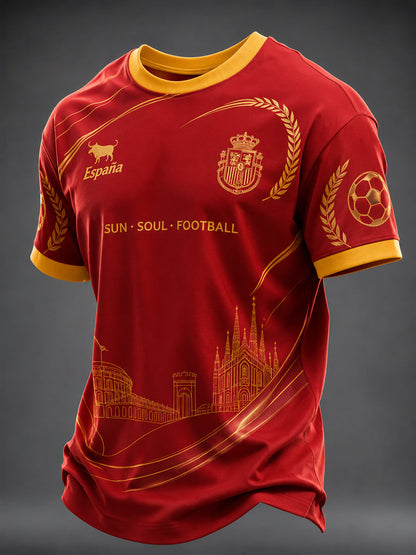 Camiseta estampada de fútbol español para hombre
