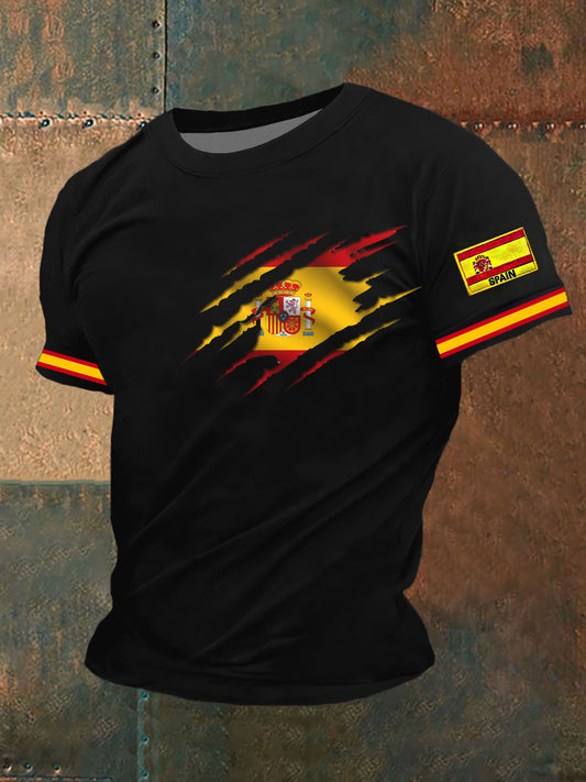 Camiseta bordada con la bandera de España para hombre