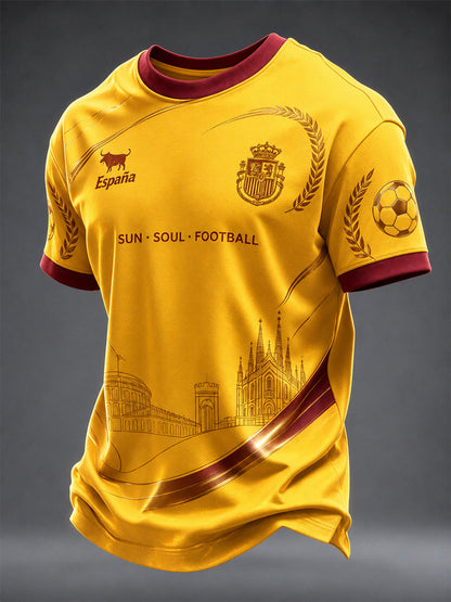 Camiseta estampada de fútbol español para hombre