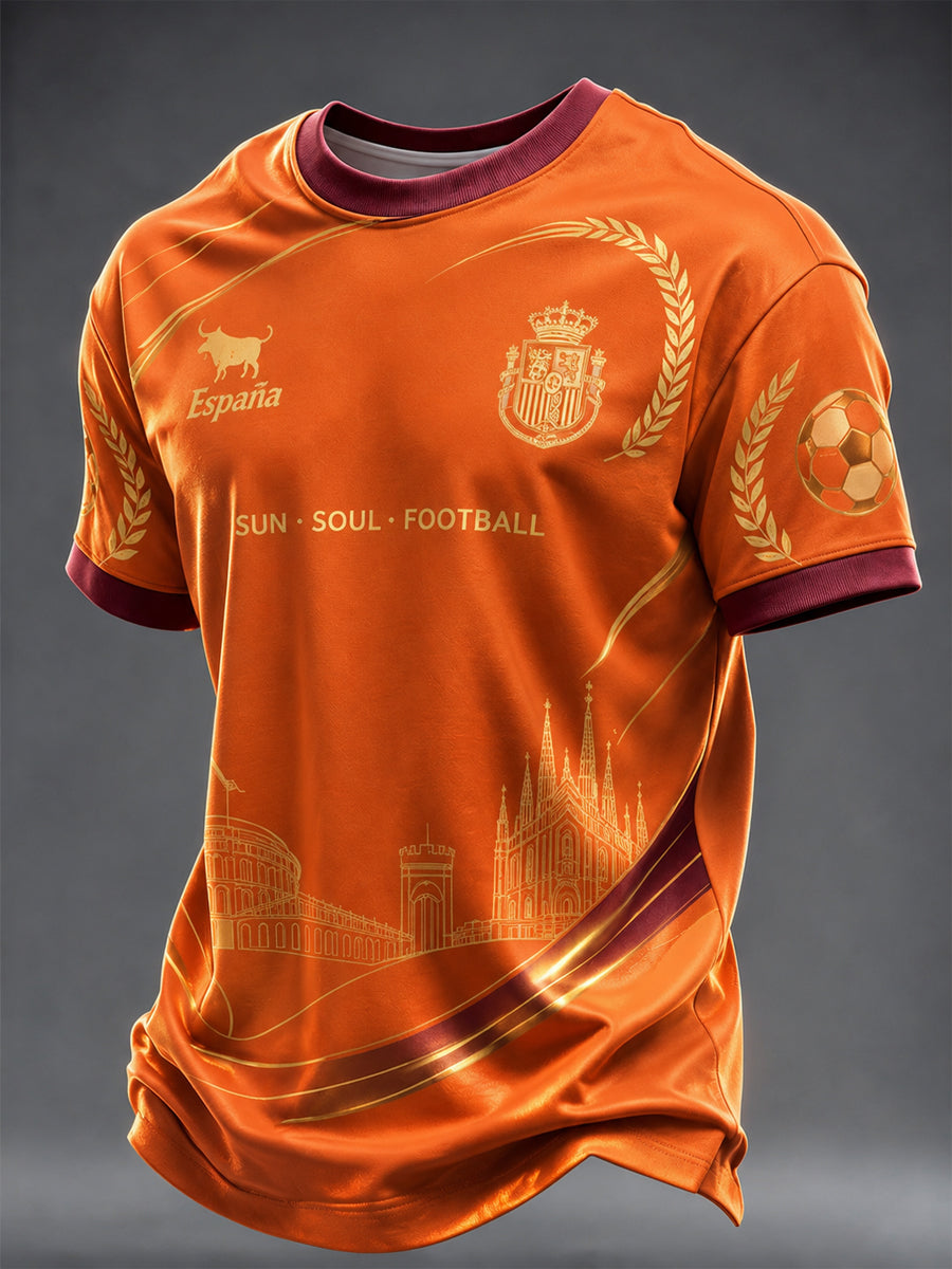 Camiseta estampada de fútbol español para hombre