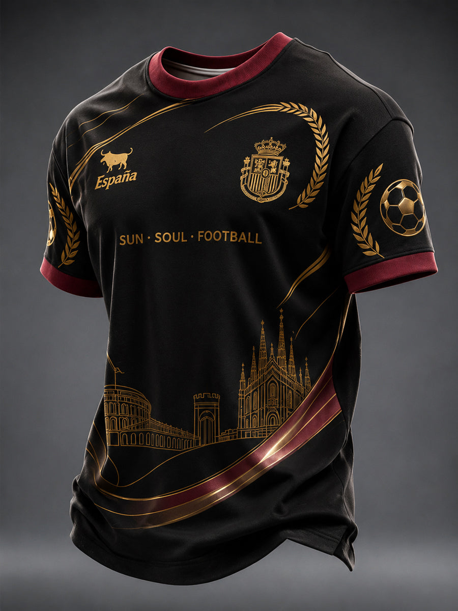 Camiseta estampada de fútbol español para hombre