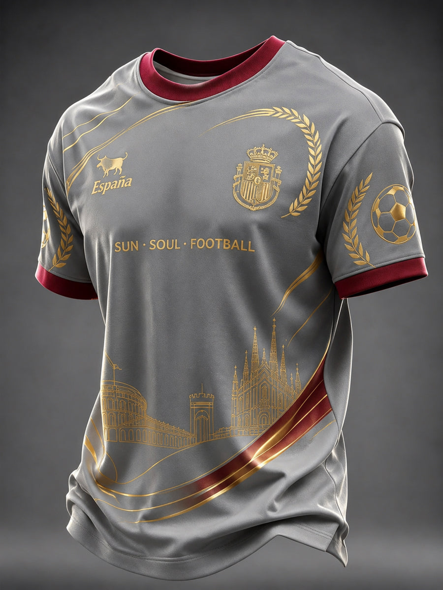 Camiseta estampada de fútbol español para hombre