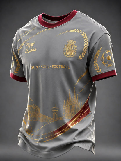 Camiseta estampada de fútbol español para hombre