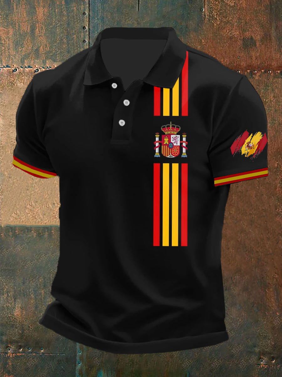Camiseta de manga corta con estampado de la bandera de España para hombre