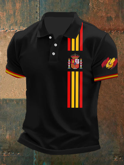 Camiseta de manga corta con estampado de la bandera de España para hombre