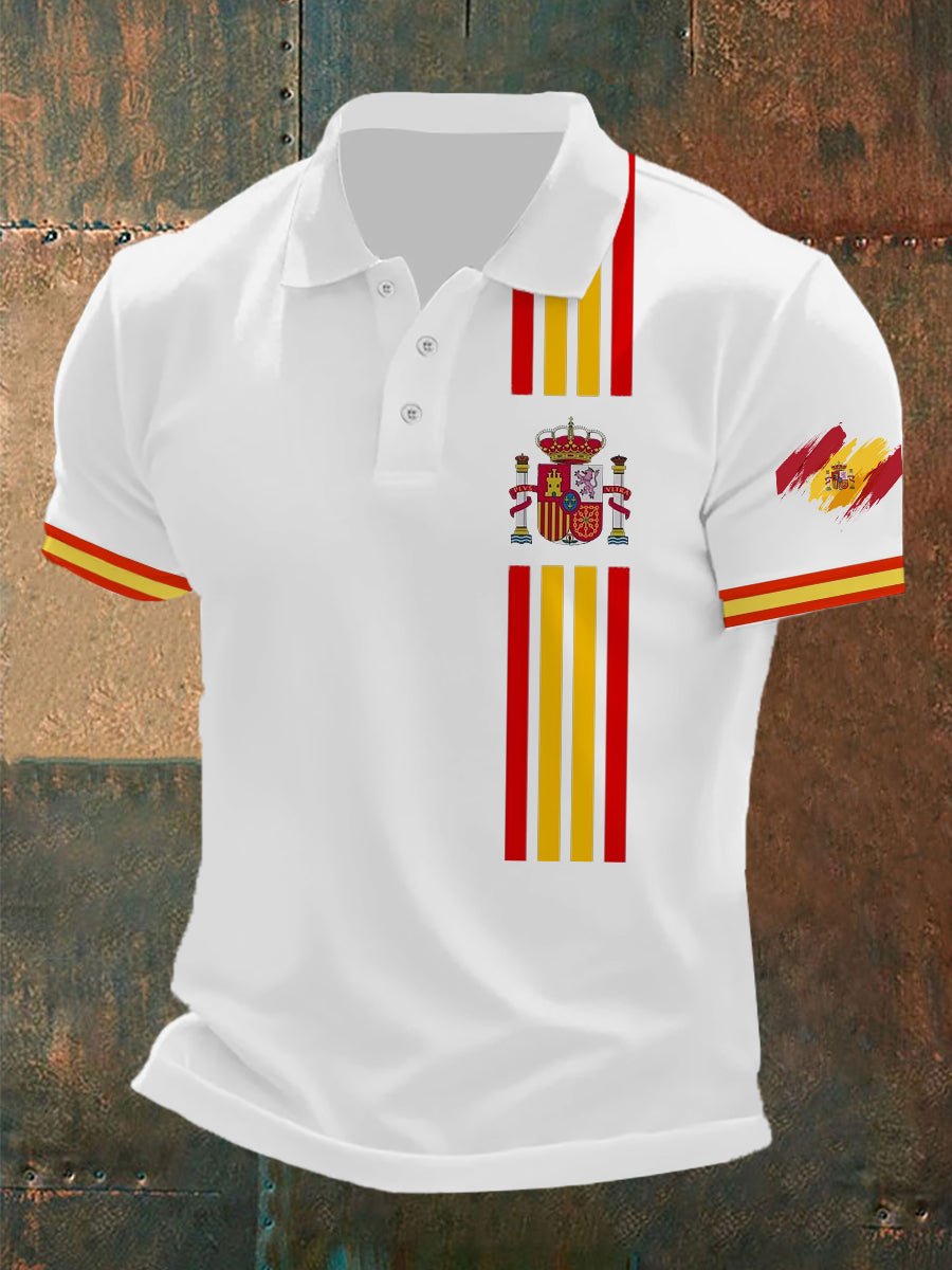 Camiseta de manga corta con estampado de la bandera de España para hombre