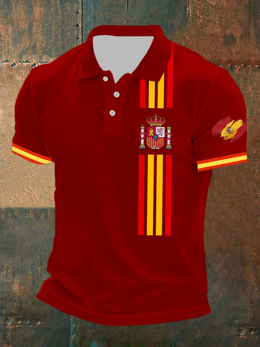 Camiseta de manga corta con estampado de la bandera de España para hombre