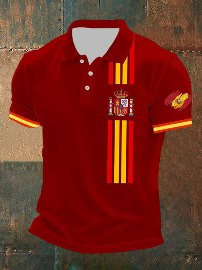 Camiseta de manga corta con estampado de la bandera de España para hombre