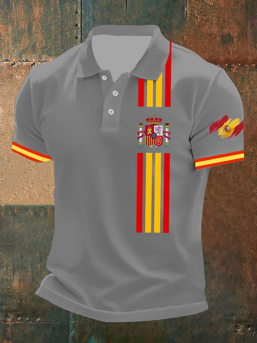 Camiseta de manga corta con estampado de la bandera de España para hombre