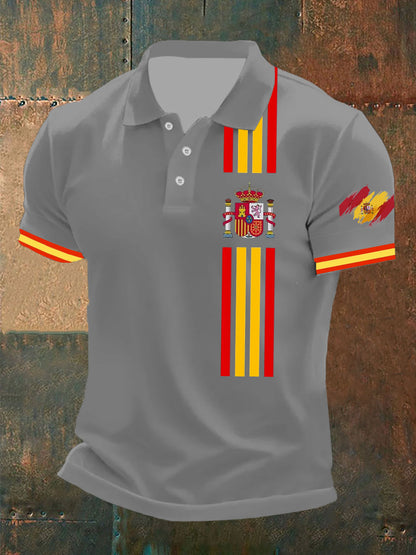 Camiseta de manga corta con estampado de la bandera de España para hombre